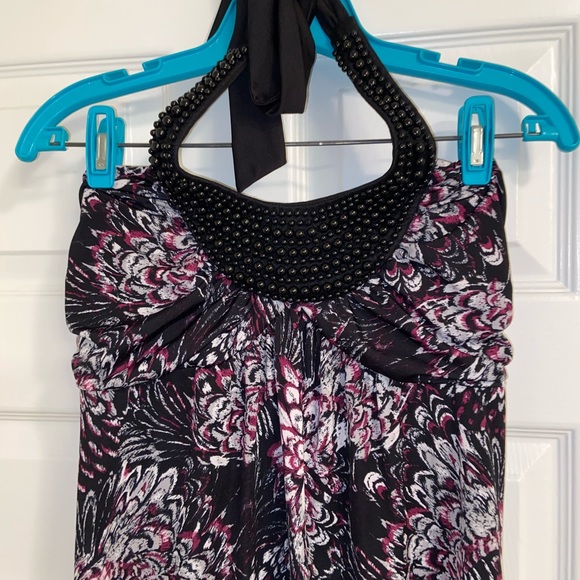 Studio Y Black and Pink Beaded Halter Medium -SOLD - Picture 2 of 9
